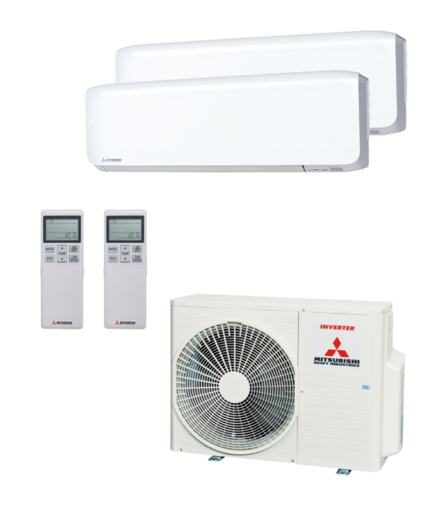 Mitsubishi Heavy Multisplit Set: 1 x 2.0 kWh en 1 x 3.5 kWh met Bijpassende Buitenunit 5.0 KwH